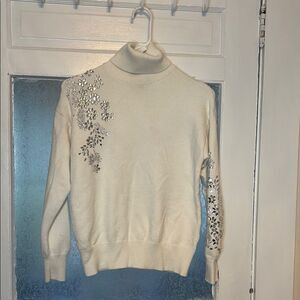 Truth by Republic Women’s White Turtleneck  Embellished Sweater Size XS/TP